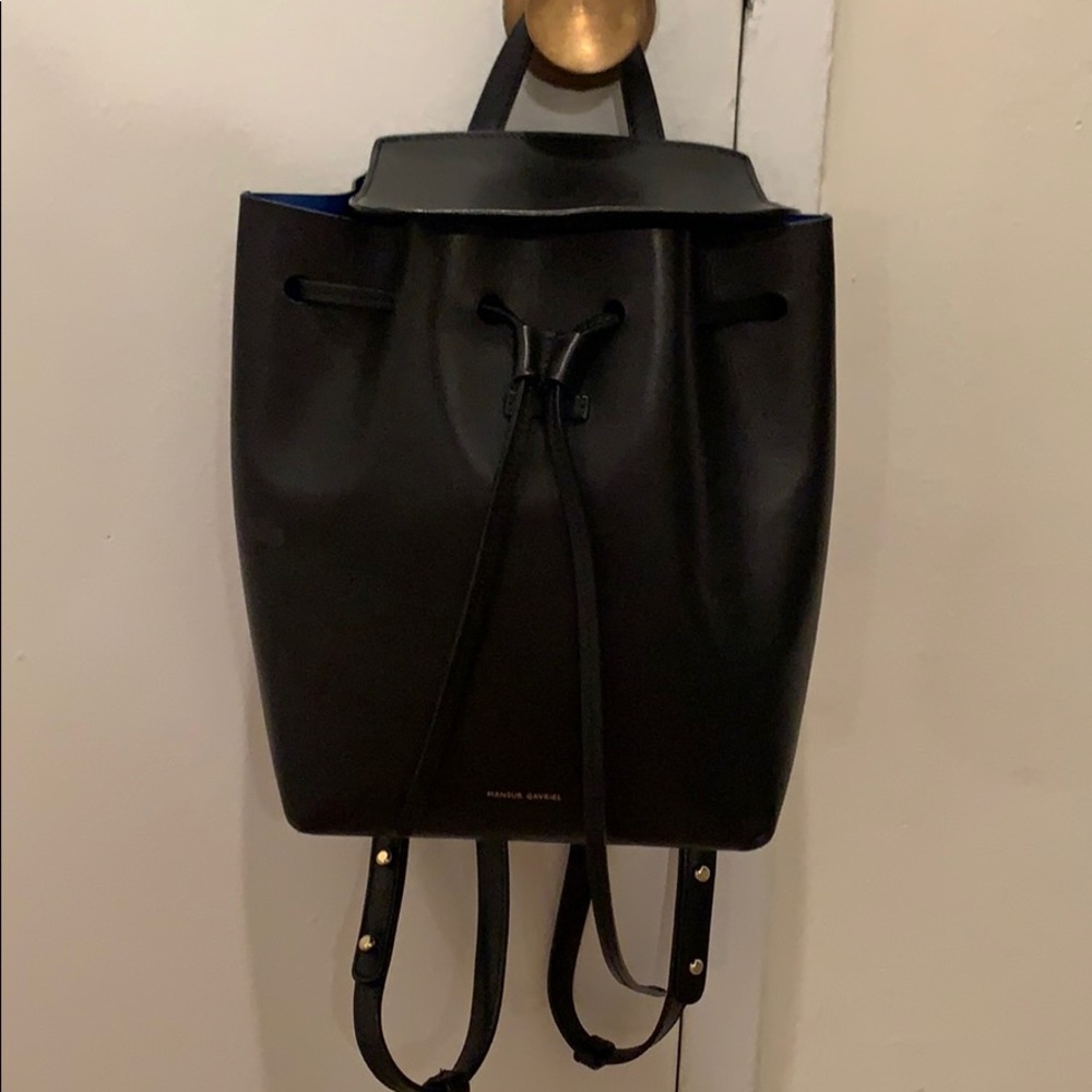 Mansur Gavriel Mini Backpack in Black/Blue - Picture 2 of 9